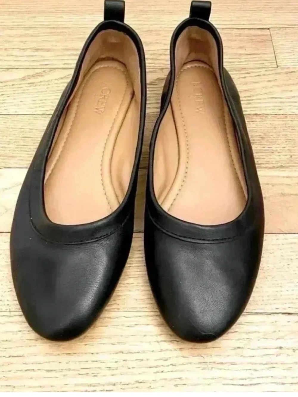 J. Crew Black Leather Slip-On Ballet Flats